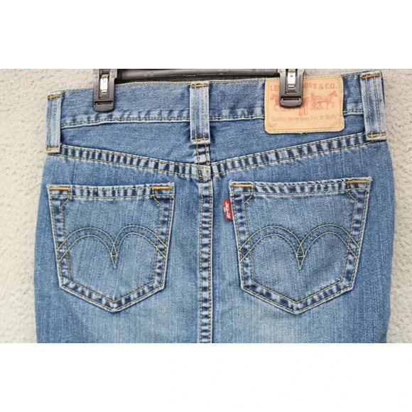 Levi's Type 1 Western Blue Denim Skirt-Size Small-Pockets-Front Slit - Picture 8 of 9